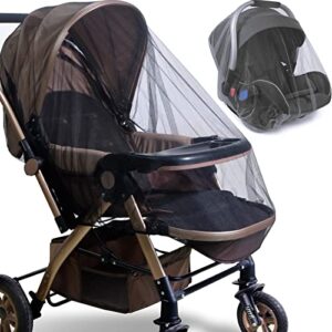 Mosquito Net for Stroller - 2 Pack Durable Baby Stroller Mosquito Net - Perfect Bug Net for Strollers, Bassinets, Cradles, Playards, Pack N Plays and Portable Mini Crib (Black) … …