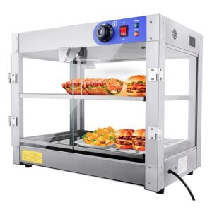 2-tier 110v commercial countertop food pizza warmer 750w 24x14x19 pastry display case (2-tier)