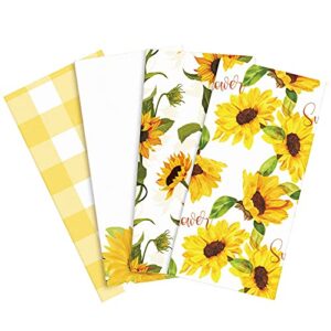 ruodon 4 pack sunny sunflower dish towels fast drying baking kitchen towels tea towels for daily kitchen home cleaning, 22.5 x 16 inches