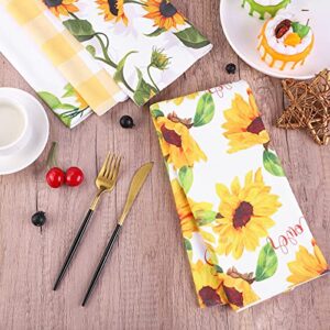 RUODON 4 Pack Sunny Sunflower Dish Towels Fast Drying Baking Kitchen Towels Tea Towels for Daily Kitchen Home Cleaning, 22.5 x 16 Inches