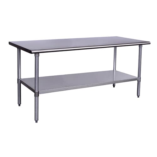 Kratos Stainless Steel Kitchen Prep Table 72"x30" with Undershelf, NSF Worktable for Restaurants - 16ga/430SS