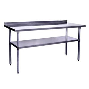 Kratos Stainless Steel Kitchen Prep Table 72"x30" with Backsplash and Undershelf, NSF Worktable for Restaurants - 18ga/430SS