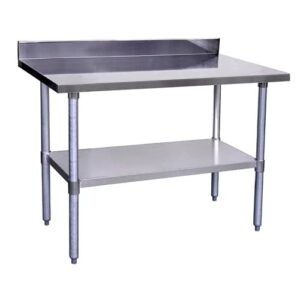 kratos stainless steel kitchen prep table 36"x30" with backsplash and undershelf, nsf worktable for restaurants - 16ga/304ss