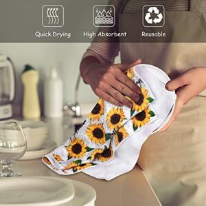 RUODON 5 Pack Yellow Sunflower Dish Towels Oven Mitts and Potholders Gloves-Oven Mitts Sunflower Dish Cloths Linen Set for Home Cleaning Daily Kitchen