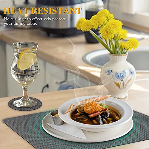 Placemats Set of 6, Placemat with Coasters Heat Stain Scratch Resistant Non-Slip Waterproof Oil-Proof Washable Wipeable Outdoor Indoor for Dining Patio Table Kitchen Decor and Kids，（Grey 6）