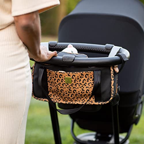 Petunia Pickle Bottom Wander Stroller Caddy | Perfect Baby Caddy to Keep Everything Organized | Multiple Carry Positions | Fits Most Strollers - Leopard Leatherette