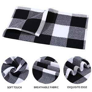 Mordimy 100% Cotton Waffle Weave Kitchen Towels, 13 x 28 Inches, Super Soft and Absorbent Buffalo Check Dish Towels for Drying Dishes, 4-Pack, Black & White