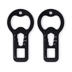 kitchendao 4 in 1 keychain beer bottle opener, anti-rust titanium coating, durable stainless steel gift for father, husband, black 2 pack