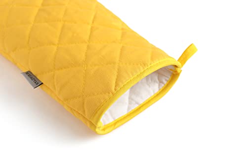 M Miaoyan Oven Mitts and Pot Holders 4 pcs Set,High Heat Resistant 500 Degree Extra Thicken Long Kitchen Cotton Oven Glove for Cooking (12 Inch,Yellow)