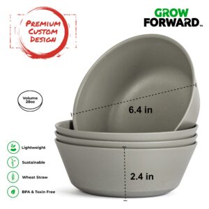 Grow Forward Premium Wheat Straw Plates and Bowls Sets - 8 Unbreakable Microwave Safe Dishes - Reusable Wheat Straw Dinnerware Sets - Plastic Plates and Bowls Alternative for Camping, RV - Feather