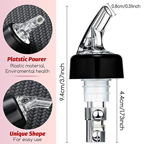 Automatic Measured Bottle Pourer Spout Bottle Pourer Liquor Bottle Pourers Bottle Jigger Quick Shot Spirit Measure Pourer, 1 oz/ 30 ml (Clear, Black,12 Pieces)