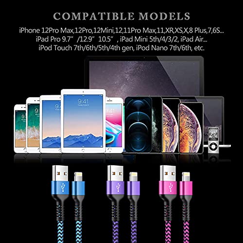 iPhone Charger [3/6/10ft], 3Pack Long Braided Cables, Fast Charging Power Charger Cords for iPhone 14/13 12 Pro Max/SE/11 Pro/11Pro Max/XS/XR/8/7/6S Plus, iPad mini, iPro Air, Touch USB Lightning Wire