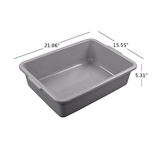 Ramddy 4-Pack Plastic Commercial Bus Tubs, Utility Bus Box/Tote, Gray, 22 Quart