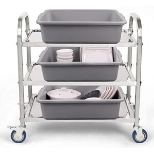 Ramddy 4-Pack Plastic Commercial Bus Tubs, Utility Bus Box/Tote, Gray, 22 Quart