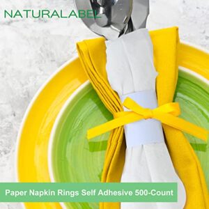 NATURALABEL Napkin Band, Paper Napkin Rings Self Adhesive 500-Count (White)