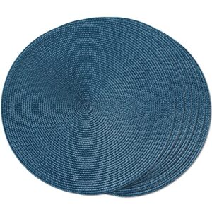 funwheat round braided placemats set of 6 table mats for dining tables woven washable non-slip place mats 15 inch (blue, 6pcs)