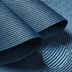 FunWheat Round Braided Placemats Set of 6 Table Mats for Dining Tables Woven Washable Non-Slip Place mats 15 inch (Blue, 6pcs)