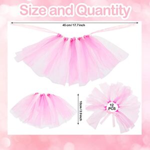 12 Pieces Mini Tutu Table Skirt Wine Bottle Cover Tutu Skirt Tulle Tutu Table Skirt Decor Tutu Garland Tulle Table Centerpieces for Wedding Baby Shower Cake Dessert Birthday Party (Pink and White)