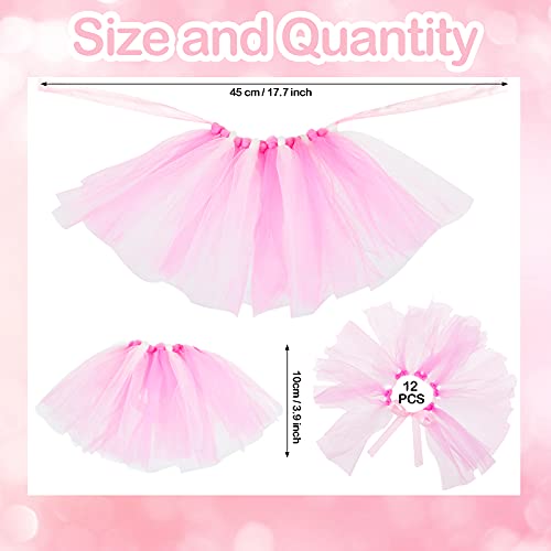 12 Pieces Mini Tutu Table Skirt Wine Bottle Cover Tutu Skirt Tulle Tutu Table Skirt Decor Tutu Garland Tulle Table Centerpieces for Wedding Baby Shower Cake Dessert Birthday Party (Pink and White)