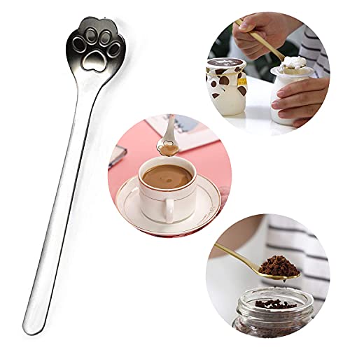 WEKTUNAA 8-Pack Cat Paw Spoon 18/10 Stainless Steel Teaspoons, Sugar, Coffee, Cake, Dessert, Ice Cream Spoon Stirring Spoon, 5.9 inch