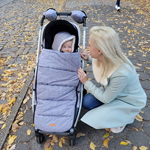 liuliuby CozyMuff - Warm Stroller Footmuff with Temperature Control - Universal Baby Bunting Bag for Cold Weather - Outdoor Sleeping Bag (6M – 4T, Black)