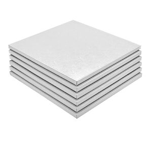 6 pack white 12 inch cake drum for baking desserts, foil square cake boards for pastries