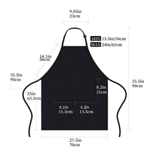 URED 1pcs Black Apron For Women，Bib Kitchen Apron，Extra Long Protection From Knee To Chest，Nail Tech Apron With Pockets，Artist Apron With Pockets，Chef Apron Elegant life RPET fabric