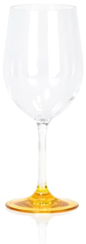 Red Co. Set of 6 Classic Clear Plastic 12 Ounce Outdoors Wine Glasses with Colored Bases