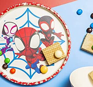 Zak Designs Marvel Spider-Man Dinnerware Set for Kids Includes 8" Plate, 6" Bowl, and 10oz Tumbler, Durable and Sustainable Melamine Bamboo Material (3-Piece Set, Spidey and His Amazing Friends)