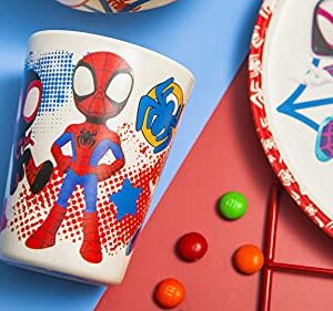 Zak Designs Marvel Spider-Man Dinnerware Set for Kids Includes 8" Plate, 6" Bowl, and 10oz Tumbler, Durable and Sustainable Melamine Bamboo Material (3-Piece Set, Spidey and His Amazing Friends)