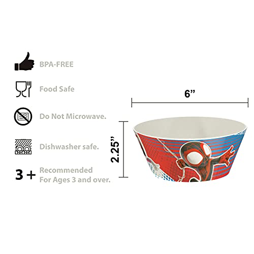 Zak Designs Marvel Spider-Man Dinnerware Set for Kids Includes 8" Plate, 6" Bowl, and 10oz Tumbler, Durable and Sustainable Melamine Bamboo Material (3-Piece Set, Spidey and His Amazing Friends)