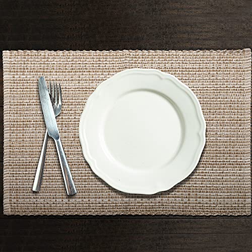 Urban Villa Placemats for Dining Table 100% Cotton Placemats 14''x20'' Over Sized Tablemats Set of 6 Placemats Egg Shell Two Tone Tablemats for Family Dinners Wedding Parties Everyday Use Placemats