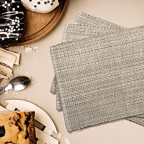 Urban Villa Placemats for Dining Table 100% Cotton Placemats 14''x20'' Over Sized Tablemats Set of 6 Placemats Egg Shell Two Tone Tablemats for Family Dinners Wedding Parties Everyday Use Placemats