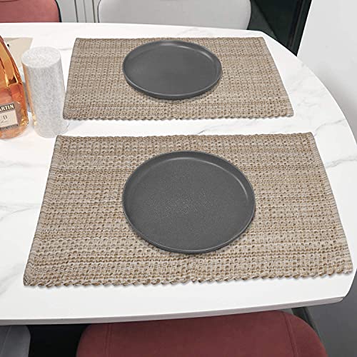 Urban Villa Placemats for Dining Table 100% Cotton Placemats 14''x20'' Over Sized Tablemats Set of 6 Placemats Egg Shell Two Tone Tablemats for Family Dinners Wedding Parties Everyday Use Placemats