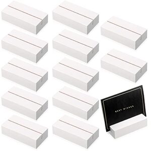 thyle 12 pieces wood place card holders wood sign holders table number holder stands name card holder for wedding party events decoration (white, 3 x 1.6 x 0.8 inch)