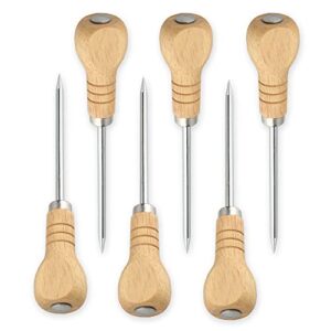 yzurbu 6pcs ice pick for breaking ice, stainless steel ice pick tool with safety wooden handle for kitchen