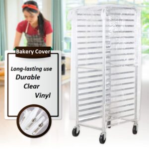 Made in USA. High quality Long-lasting use Vinyl COVER, Bakery Food Pan Sheet Rack Transparent COVER, size: 23"W x 28"L x 63"H, Long-lasting use Durable Clear Vinyl, with 3 Zippers.