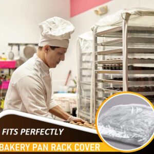 Made in USA. High quality Long-lasting use Vinyl COVER, Bakery Food Pan Sheet Rack Transparent COVER, size: 23"W x 28"L x 63"H, Long-lasting use Durable Clear Vinyl, with 3 Zippers.