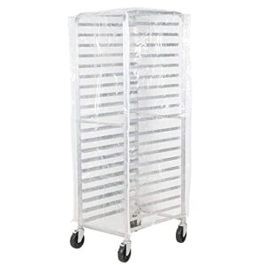 Made in USA. High quality Long-lasting use Vinyl COVER, Bakery Food Pan Sheet Rack Transparent COVER, size: 23"W x 28"L x 63"H, Long-lasting use Durable Clear Vinyl, with 3 Zippers.