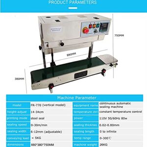 INTSUPERMAI Automatic Continuous Sealing Machine Vertical FR770 Auto Impulse Bag Sealer Machine with Digital Display