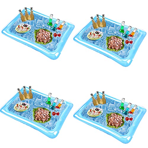 6 Pack Inflatable Ice Serving Bar, Salad Ice Tray Food Drink Containers BBQ Picnic Ice Food Drinks Buffet Server Tray for Indoor Outdoor Party