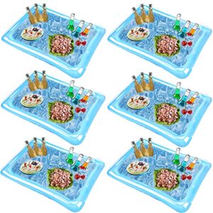 6 pack inflatable ice serving bar, salad ice tray food drink containers bbq picnic ice food drinks buffet server tray for indoor outdoor party