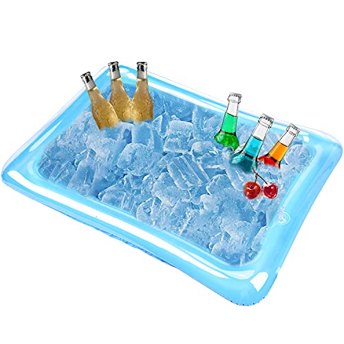 6 Pack Inflatable Ice Serving Bar, Salad Ice Tray Food Drink Containers BBQ Picnic Ice Food Drinks Buffet Server Tray for Indoor Outdoor Party