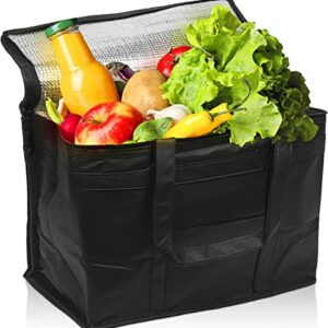 APQ Black Insulation Shopping Bags 15" x 10" x 10" Insulated Grocery Bag Pack of 2 Insulated Food Delivery Bag 15x10x10 Heavy Duty Insulated Bag for Grocery Shopping, Insulated Bags for Food Delivery