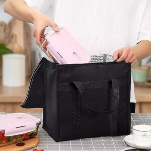 APQ Black Insulation Shopping Bags 15" x 10" x 10" Insulated Grocery Bag Pack of 2 Insulated Food Delivery Bag 15x10x10 Heavy Duty Insulated Bag for Grocery Shopping, Insulated Bags for Food Delivery