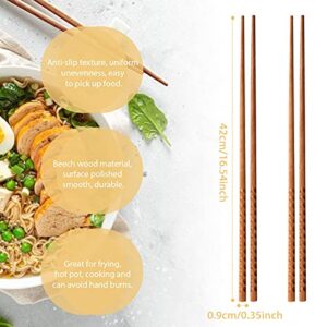 16.5 Inches Cooking Chopsticks, 2 Pairs Wooden Long Chop Sticks Reusable for Noodles Frying Hotpot, Japanese Extra Long Anti-Slip Chopsticks