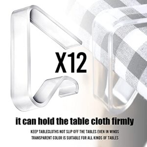 Transparent Clear Tablecloth Clips, Plastic Table Cloth Hold Down Clips Table Cloth Holder for Christmas Home Wedding Party Indoor Outdoor Picnic?12 Pieces Large?