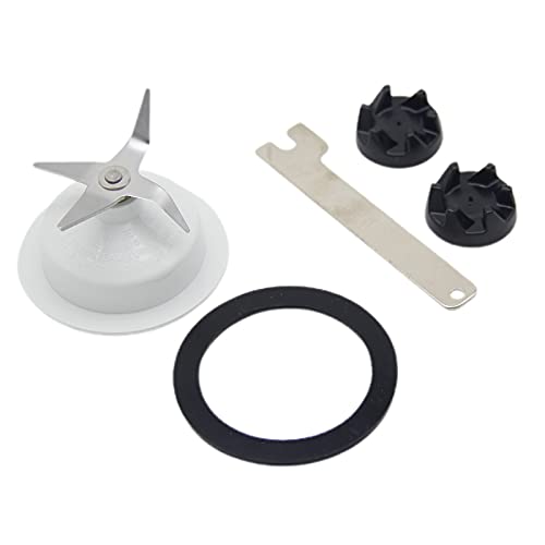 9704230 Blender Coupler with Spanner Kit and 9704291 Blender Blade 4 Leaf With Rubber Gasket Seal, Part Number WP9704230VP, WP9704230, 9704267 9706716 Compatible with KitchenAid KSB5 KSB3, Pack of 5