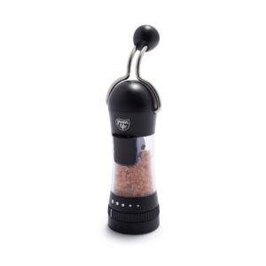 greenlife salt and pepper grinder, mess-free ratchet mill, adjustable coarseness and easily refillable, black 1/3 cup capacity