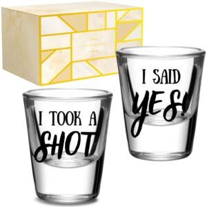 onebttl engagement gifts for couples, unique newly engaged gifts, shot glass set, fiance fiancee gifts for future mr & mrs,1.5 oz (45 ml) - i took a shot, i said yes